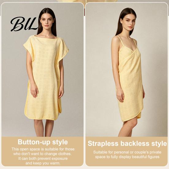 Comfortable Loungewear for Home Women Sling Strap Bath Towel with Dry Hair Ring, Soft Polyester Convenient Wrap Dryer Routine Towel, Adjustable