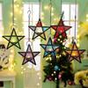 Beautiful European Vintage Iron Art Colorful Glass Wind Lantern Star Candle Holder For Home Decor