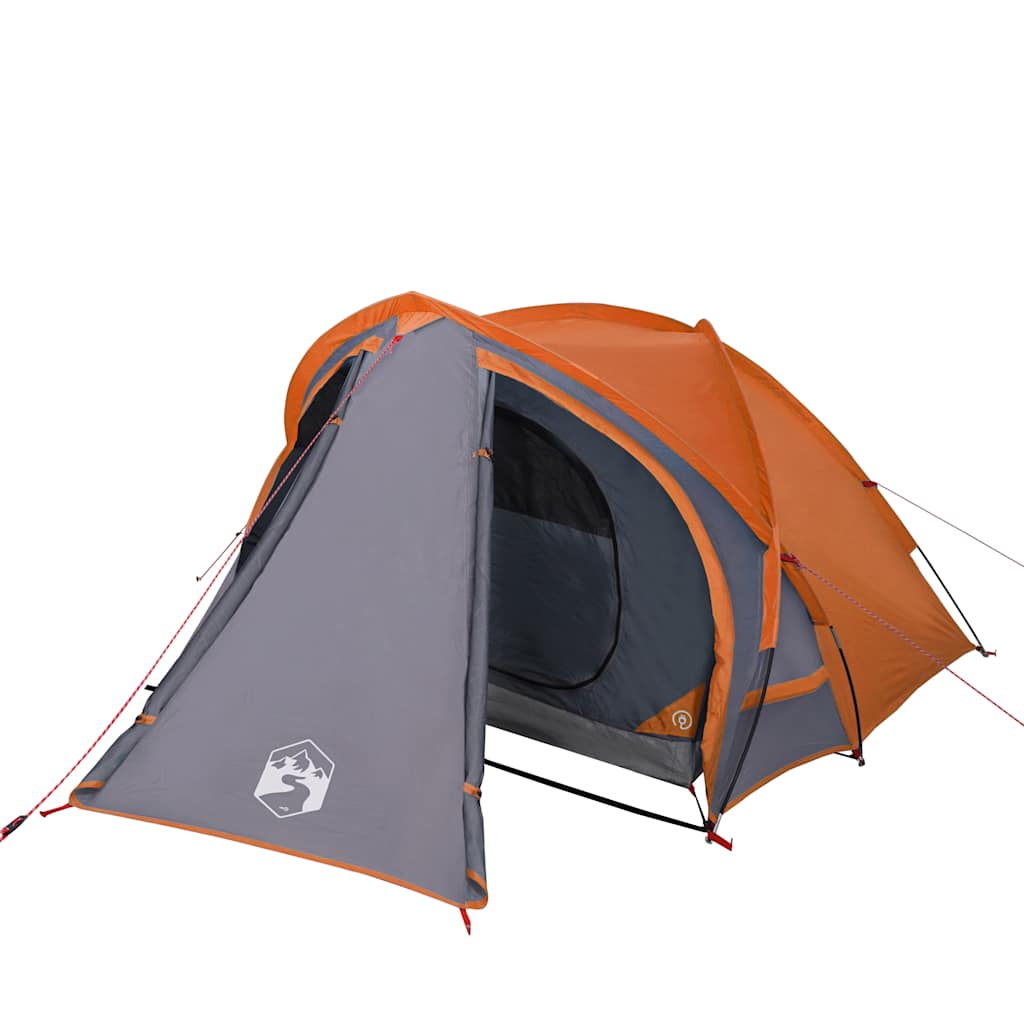 Dome Camping Tent for 2 Persons Grey and Orange Waterproof