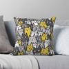 Вечеринка Кошек Серый Горчично-Желтый Наволочка Полиэстер Лен Бархатный Узор Молния Декоративная Наволочка для Подушки Чехол для Подушки Дивана