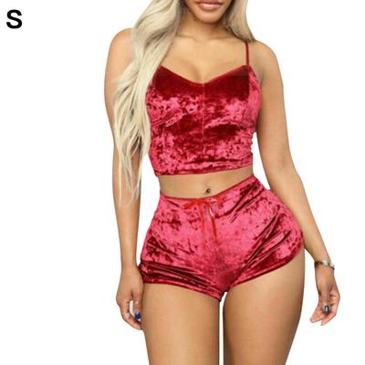 Женский бархатный топ с шортами, комплект для сна, нижнее белье, лингере, подарок