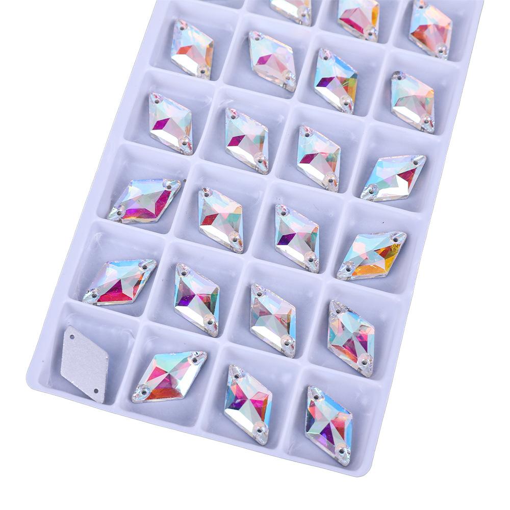 Алмазная плоская нижняя часть ручного шва сверло цветное двойное отверстие красочный Ab кристалл плоская пряжка, стеклянный стразы DIY материал