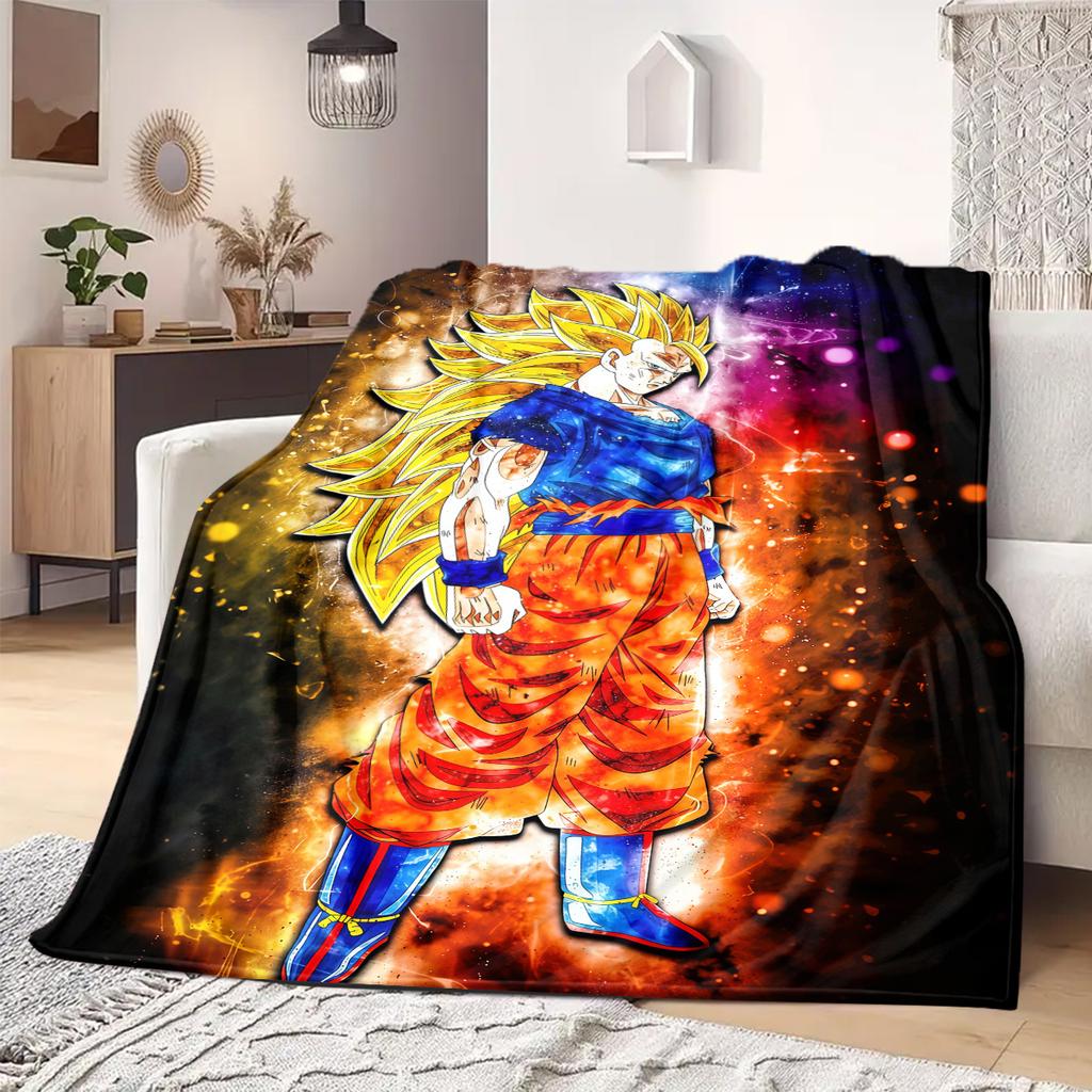 Dragon Ball Z Print Blanket Warm Comfortable Flannel Blanket Suitable for Bedrooms,Sofas, Beds,Chairs,Travel -QIAO23