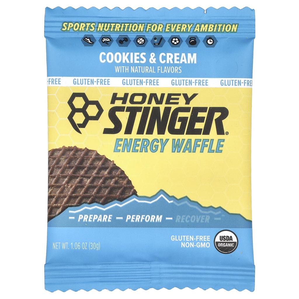 Honey Stinger, Energy Waffle, Cookies & Cream, 12 Waffles, 30 G (1.06 Oz) Each