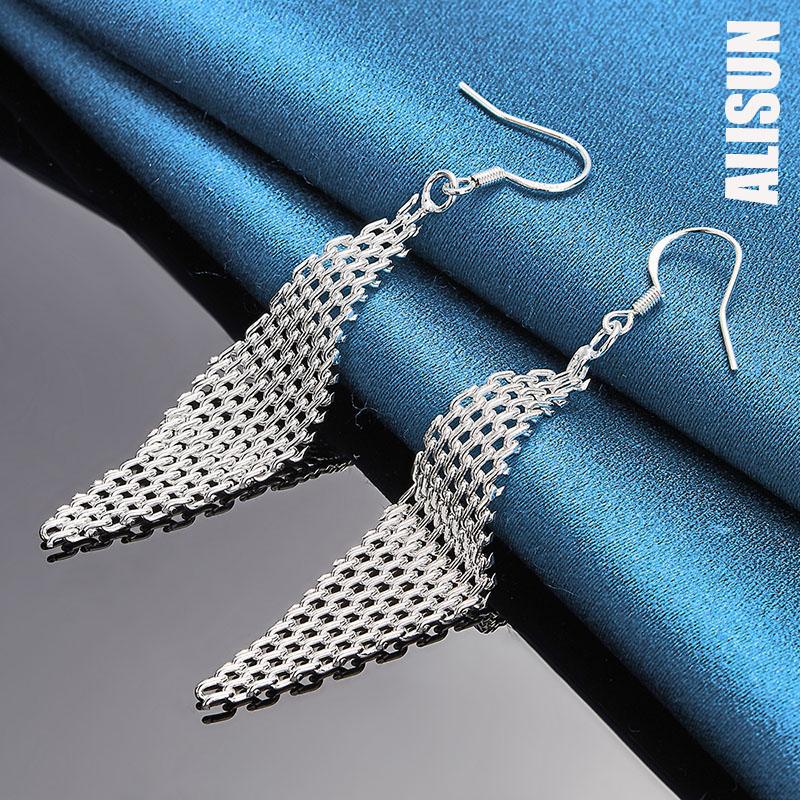 Серьги-подвески из переплетенного серебра 925 пробы, модные свадебные украшения