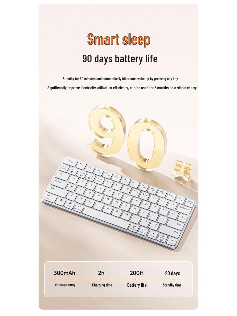 Бесшумная Легкая Беспроводная Bluetooth-клавиатура с Тачпадом для Планшетов и Ноутбуков