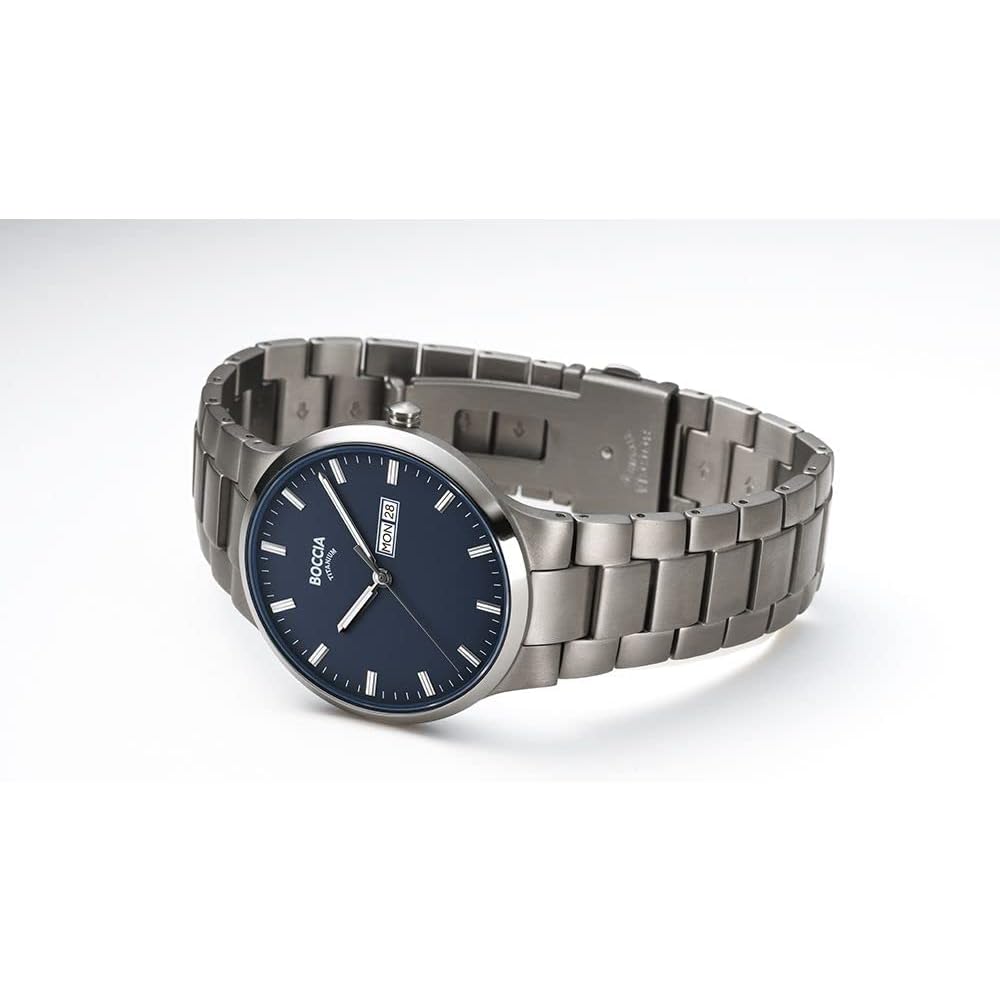 Мужские часы BOCCIA TITANIUM, полностью титановые, гипоаллергенные, темно-синие/серебристые, 3649-02 [Официальный японский продукт]