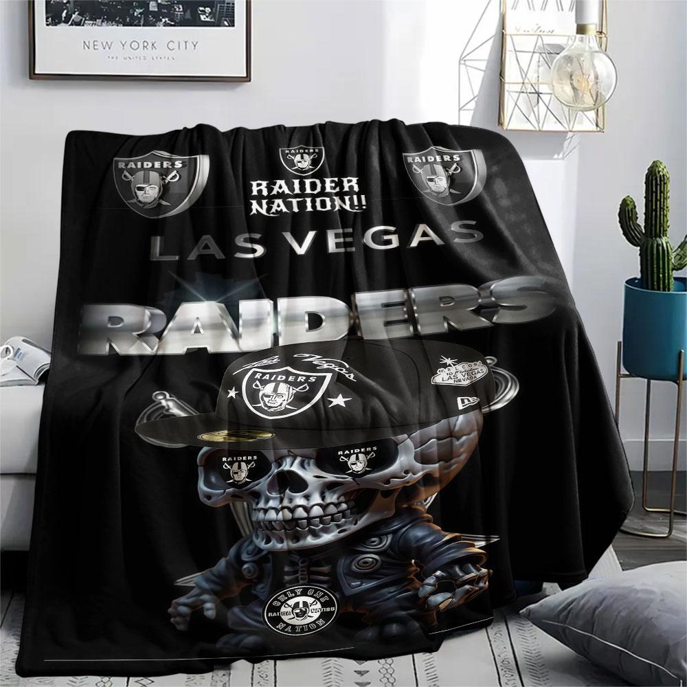 Black Raiders Printed Flannel Blanket, soft throw for bedroom sofa, washable, fan merchandise, great gift.