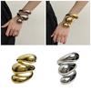 Fashionable Vintage Bangles Irregular Wide Cuff Geometric Bracelets Alloy Texture Suitable for Parties and Daily Wear