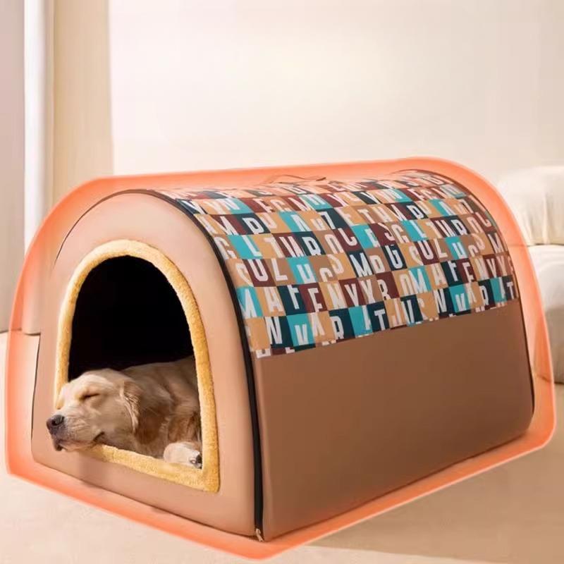 Собачья будка, чтобы держать больших собак в тепле зимой. Собачья будка зимой. Съемный и моющийся для золотистых ретриверов. Подходит для всех сезонов.