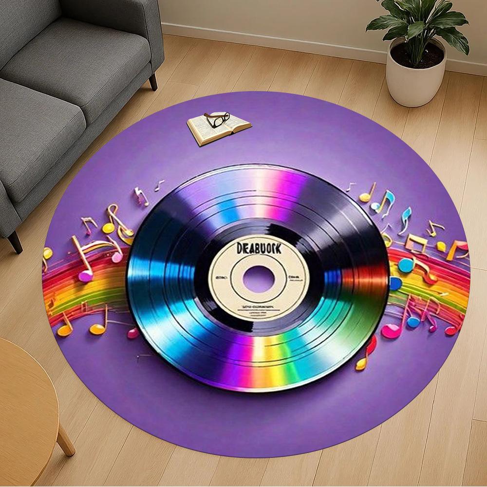 1PC music vinyl Office Round Area Rug, Under Office Chairs Bedroom Living Room Home Decor,Carpet for Office, -1110261