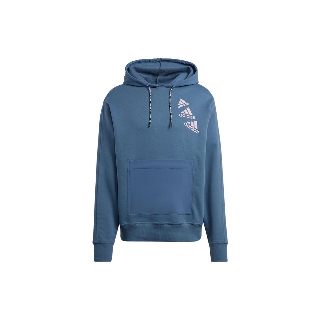 Adidas Solid Print Hoodie With Drawstring And Long Sleeves Unisex Hoodie Blue HL9382