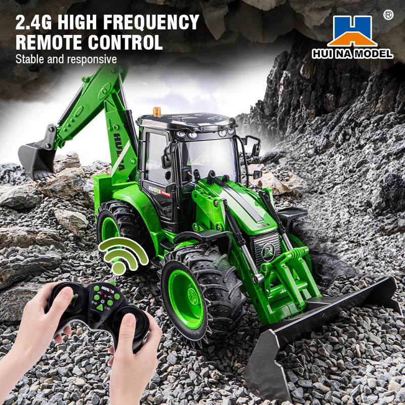 non-toxic 1/14 Remote Control Backhoe Loader Excavator Two-Way Forklift Sound and Light Simulation Trailer Engineering Vehicle Toy for children
