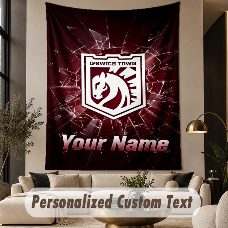 Custom Text Tapestry Ipswich Town Print Wall Tapestry Indoor Living Room Wall Decor