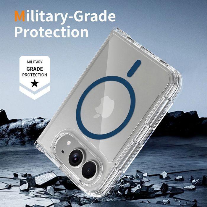 Coque pour iPhone Duo, Protection Antichoc avec Cercle Magnétique Bleu Marine