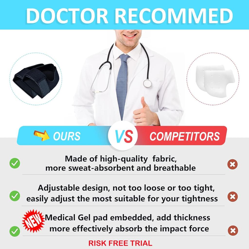 Heel Protectors, Heel Cups, Gel Heel Cushion Support for Plantar Fasciitis, Heel Pain, Achilles Tendinitis, Dry Cracked Heels, Heel Pads