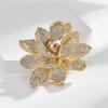 Elegant Flower Shape Brooch Shining Rhinestones Inlaid Faux Pearl Pin Suit Lapel Shawl Badge Coat Accessories