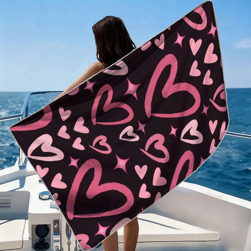 Pink CowBeach Towel Ultra-fine Fiber Quick Drying Absorbent Beach Swimming Vacationvacation Essentials Gifts