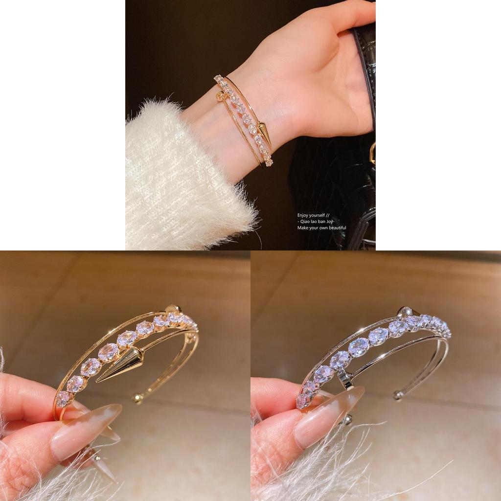 Gold Silver Zircon Hoop Hand Chain With Geometric Design For Fashion Accessories