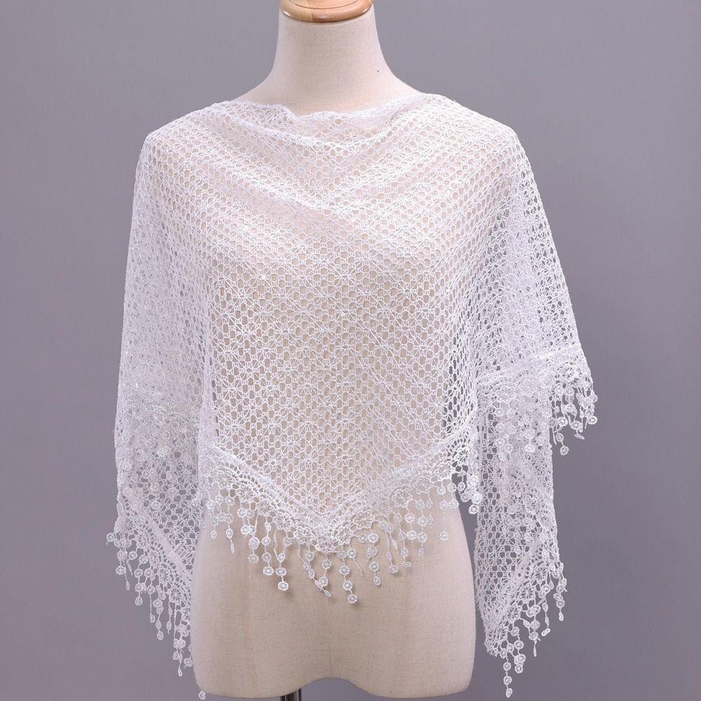 Elegant Lace Flower Tassels Lace Head Scarf Breathable Sequin Decor Scarf  Women Wedding