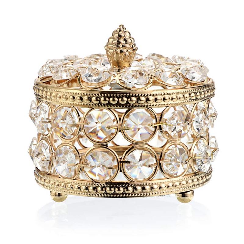 Crystal Mirrored Box Jewelry Trinket Organizer Box Home Decor Ring Earrings Necklace Storage Holder Keepsake Box(Gold) Durable