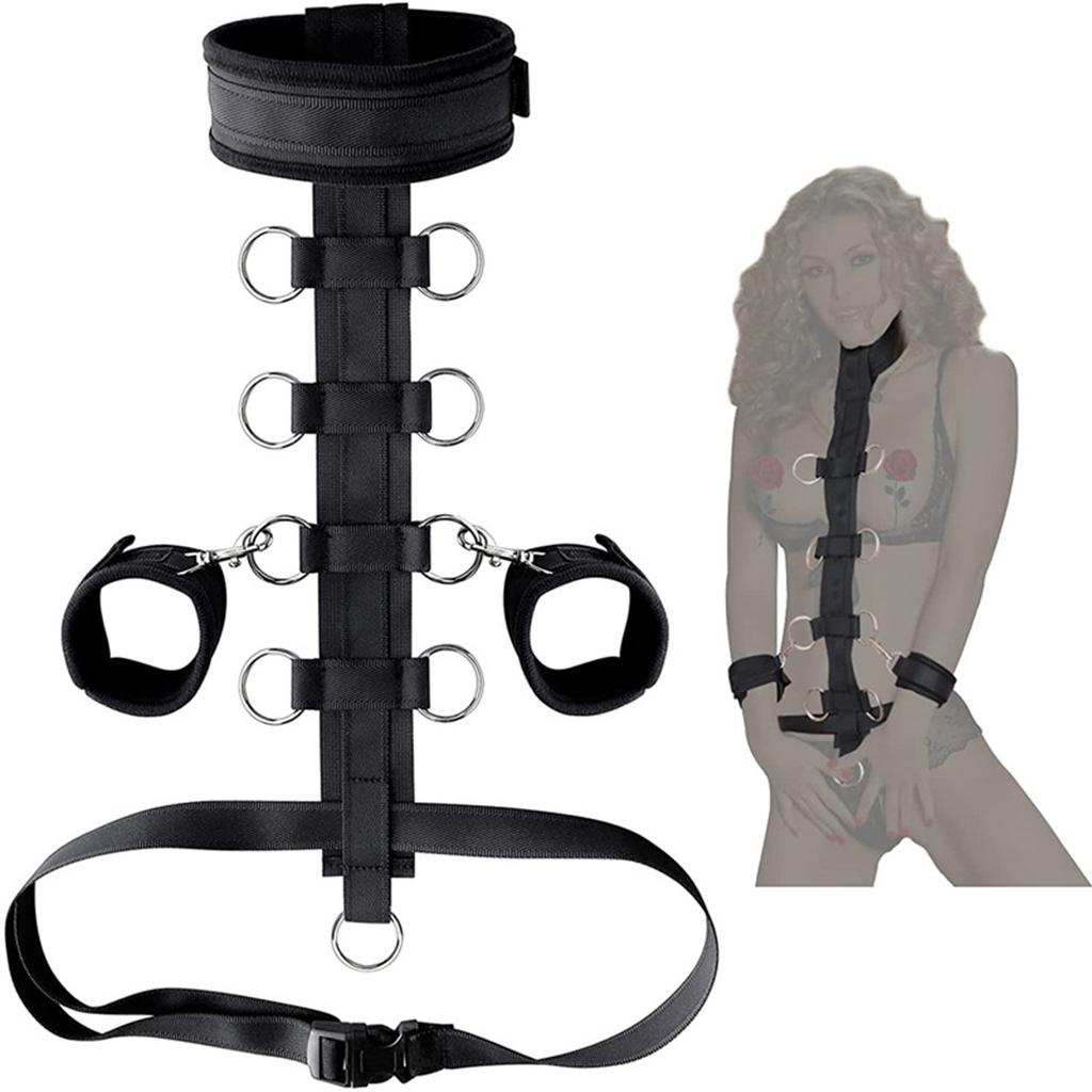 Woman Handcuff Sex Toy Hand Restraints Sextoy Kits Adjustable Neck Collar SM Slave Role Play Bandage Adult Couple Erotictoy