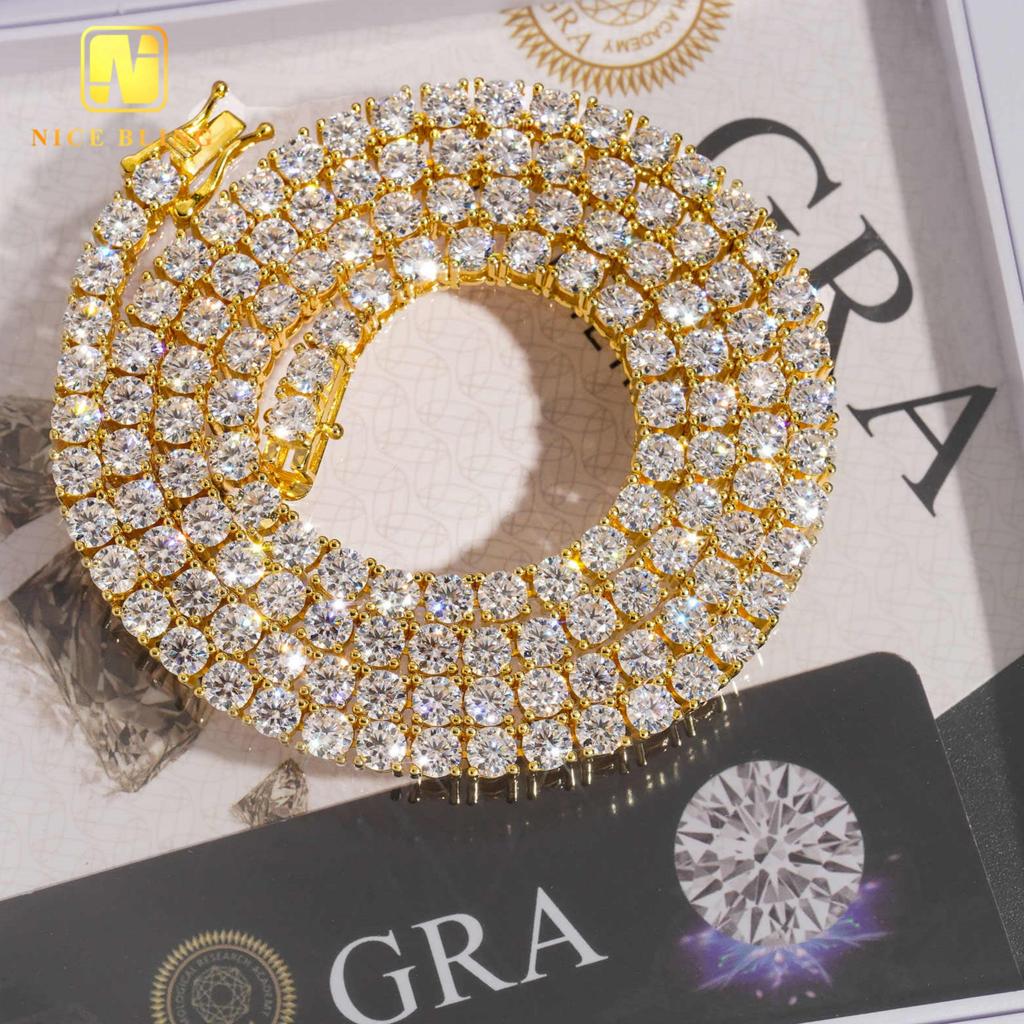Cheapest Price Ready to Ship Moissanite Diamond Tennis Chain Necklace Bracelet Hip Hop Iced Out Jewelry VVS Moissanite Chain