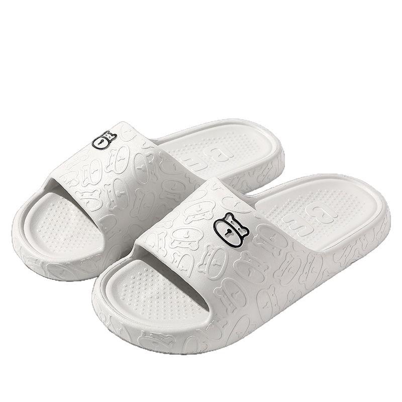 EVA тапочки женские мультяшный медведь домашние ванные летние нескользящие толстая подошва для улицы прохладные тапочки мужские