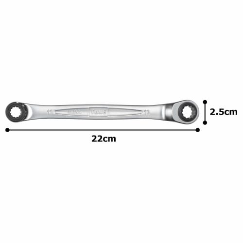 TONE 75 Double-Ended Ratchet Wrench (Deep Hole Type), RM75A-1113, 11 x 13mm Flats