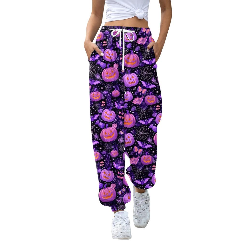 Women's Sports Pants With Pockets Fashion Print Elastic Waist Pants Casual Sweatpants Pants