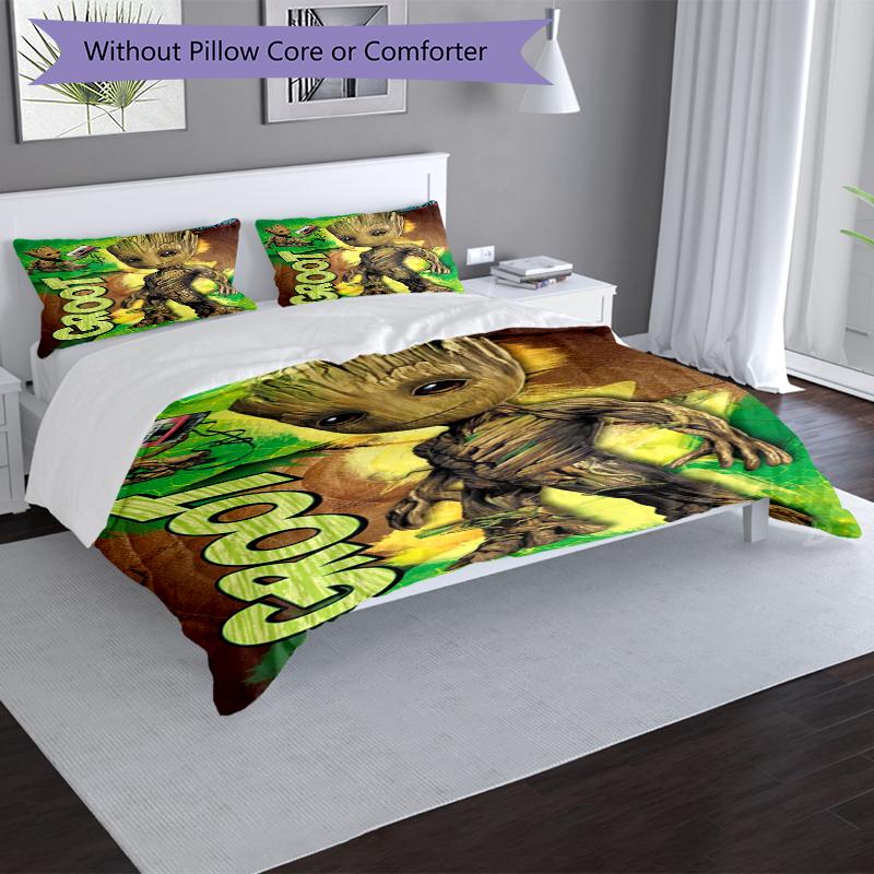 Groot Adventure Design Bed Bedding Set 1 Duvet Cover + 2 Pillowcases Soft Breathable Household Bed Linens