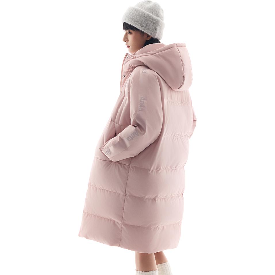 Anta Quick Warm Four Defense куртка средней длины на утином пуху женская верхняя одежда Moran-Pink 962448902-2