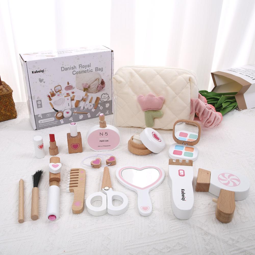 Children's Makeup Bag, Toy Play, Wooden Princess Simulation Makeup Tool, Little Girl Gift