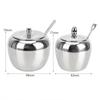 Apple Sugar Bowl Spice Container With Lid and Spoon Seasoning Jar Stainless Steel Condiment Pot Tableware