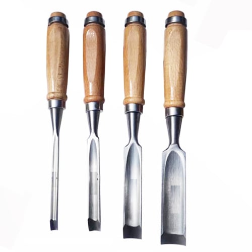Set of 4 Regular Woodworking Chisels [For Woodworking, Hinge Installation, Threshold Groove Repair, Etc.] [Hammerable] [For Chamfering, Wood Carving,