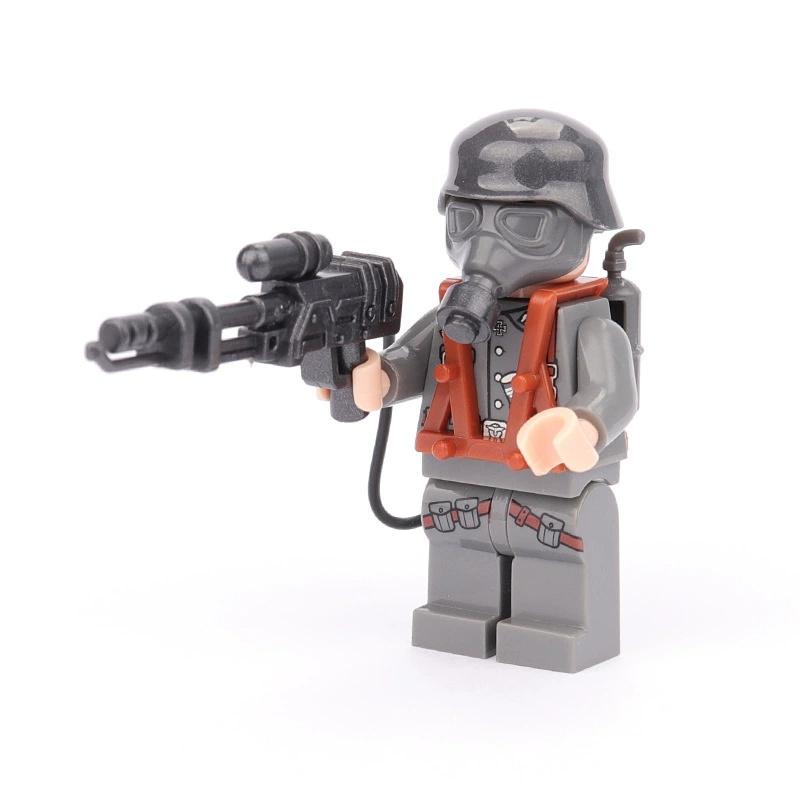 Военные строительные блоки Газовый солдат Огнемет Биохимическая кризисная база Сборка Игрушки для мальчиков