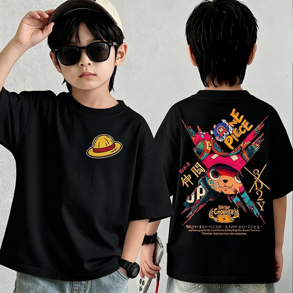 Summer New Arrival One Piece Pattern Tshirt unisex anime print casual shortsleeved fashionable streetwear top Y2K style