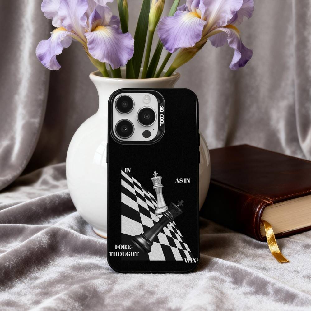 Крутой чехол для телефона C-Chess A-Art для iPhone17,16,15,14,13,12,11 Plus,Pro Max Черный Конфетный серебристый чехол для телефона