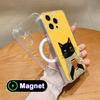 Cute Coffee Cat Clear TPU Magsafe Mobile Phone Case for iPhone 17 16 15 14 13 12 11 Air Pro Max Plus Mini Colorful Cover