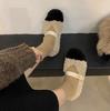 Fashion Winter Flat Sole Cotton Shoes for Women 2024 New Type One Line Thick Sole Fur Shoes Female Outerwear Colored Bean Shoes Zapatos