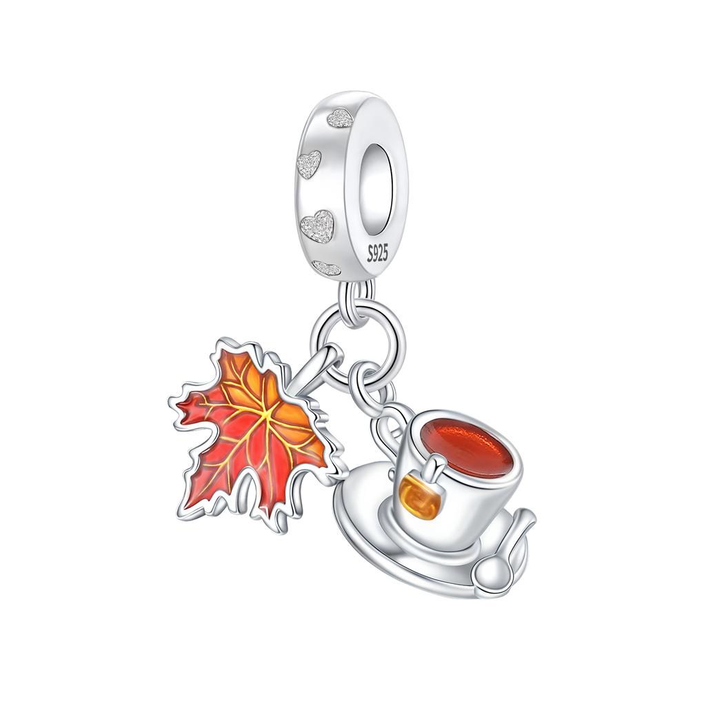 Copper Charm Autumn Series Maple Leaf Squirrel Deer Pendant Beads Fit Original Bracelets Fine Diy Birthday Jewelry