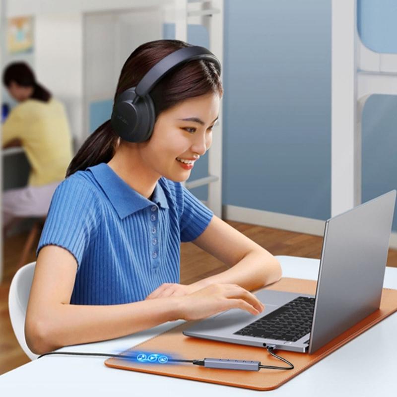 Эффективный USB 3.0 Type-C хаб с 3 портами и гигабитным Ethernet-адаптером, подходит для ноутбуков и компьютеров, быстрый интернет