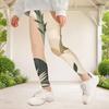 Girls Full Length Geometric Floral Printed Fitted Stretch Waist Yoga Leggings