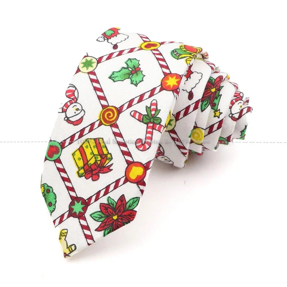 New, Cotton, Christmas, 6cm Tie, Red, Blue, Green Necktie, Santa Claus Snowflake,Neck Tie Festival,