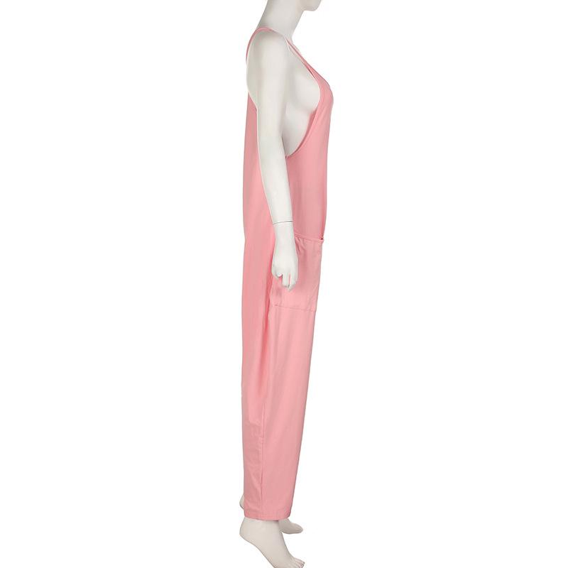 Повседневный универсальный свободный комбинезон в европейском и американском стиле, однотонный