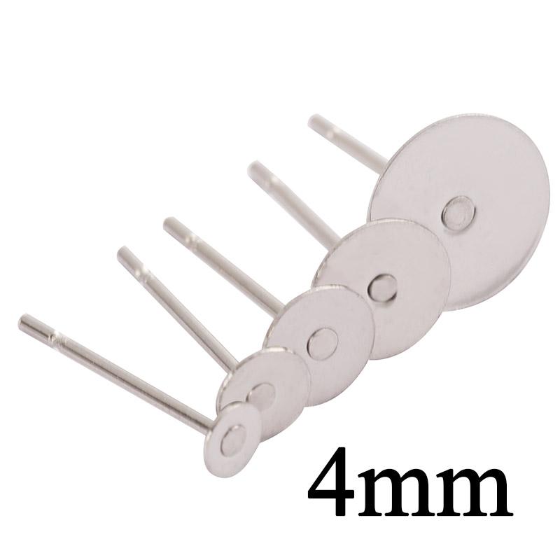 100pcs/lot Stainless Steel Blank Post Earring Studs Pins Steel Flat Round Tray Base for Earring Jewelry Findings Supplies DIY