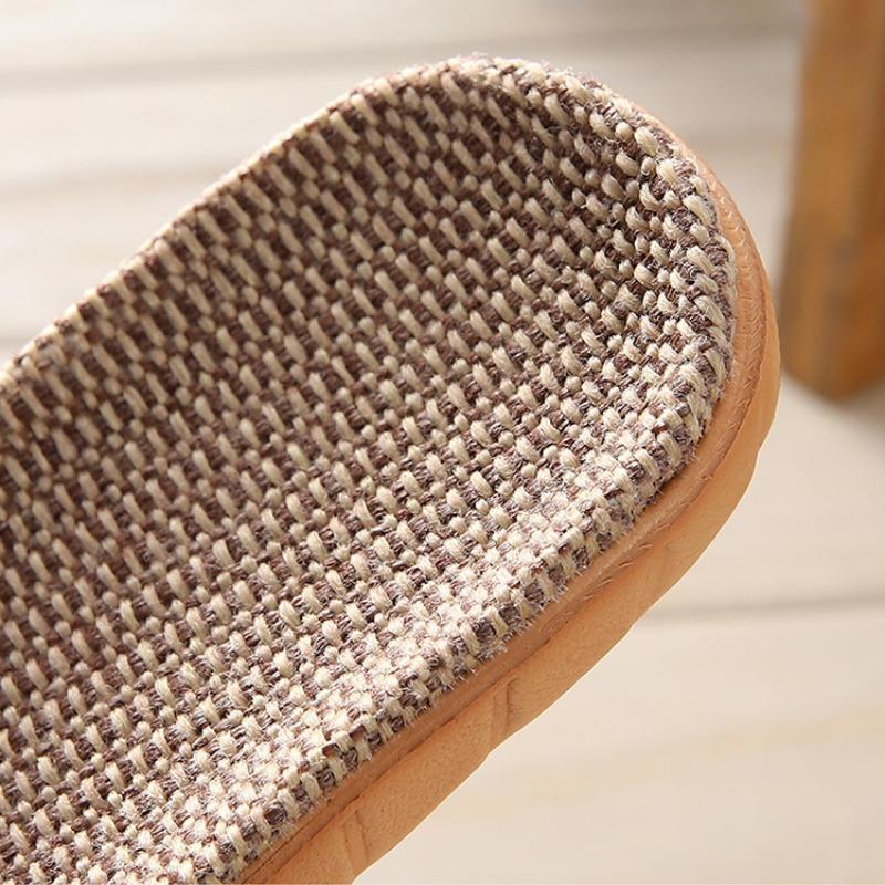 Женские летние льняные тапочки, домашние бесшумные и легкие домашние тапочки на толстой подошве и мягкой подошве, деревянные напольные тапочки для пар