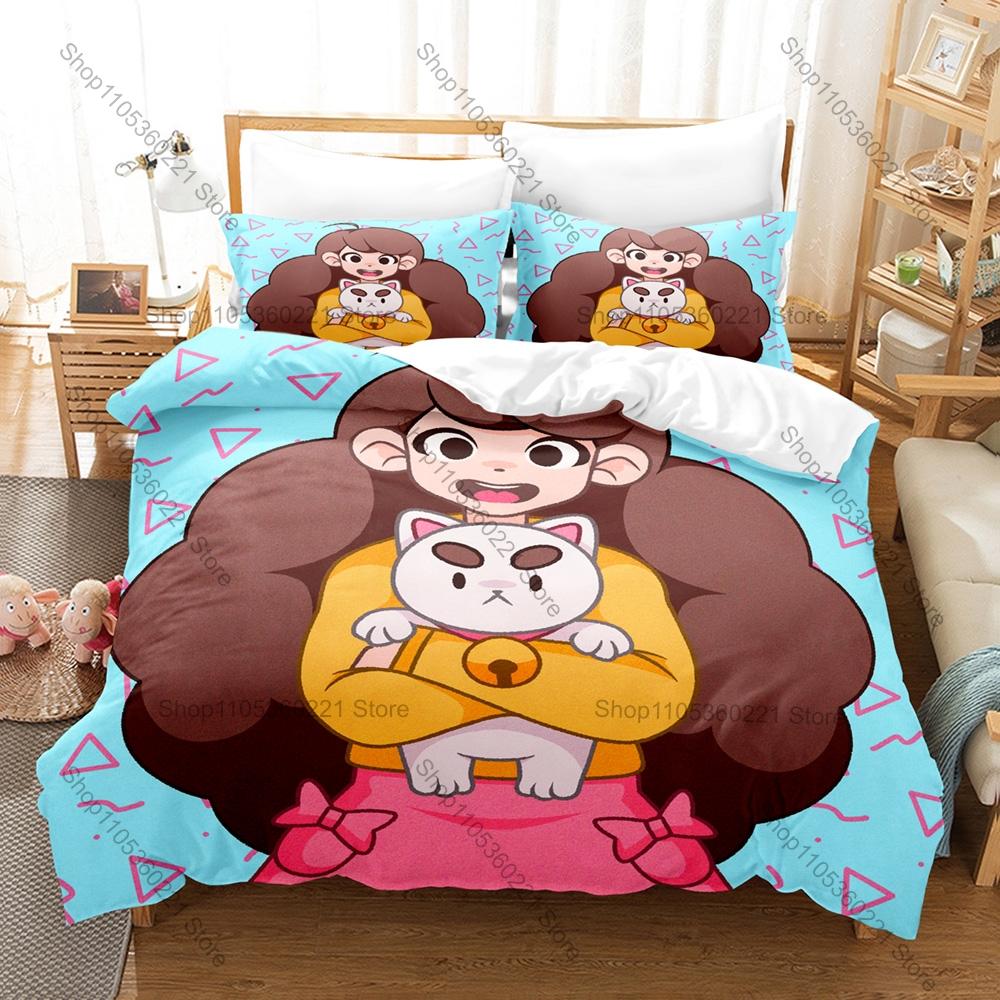 Крутой причудливый мультяшный принт пчелы и персонажа Puppycat на пододеяльнике + 2 наволочки Мягкая микрофибра Кавайная постельное белье для комнаты