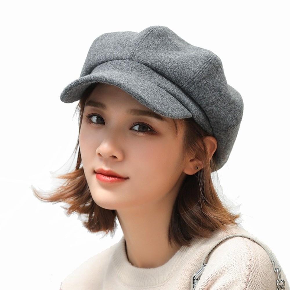 Защита ушей Шерстяная восьмиугольная шляпа Однотонные кепки художника Мода Британские береты Путешествие