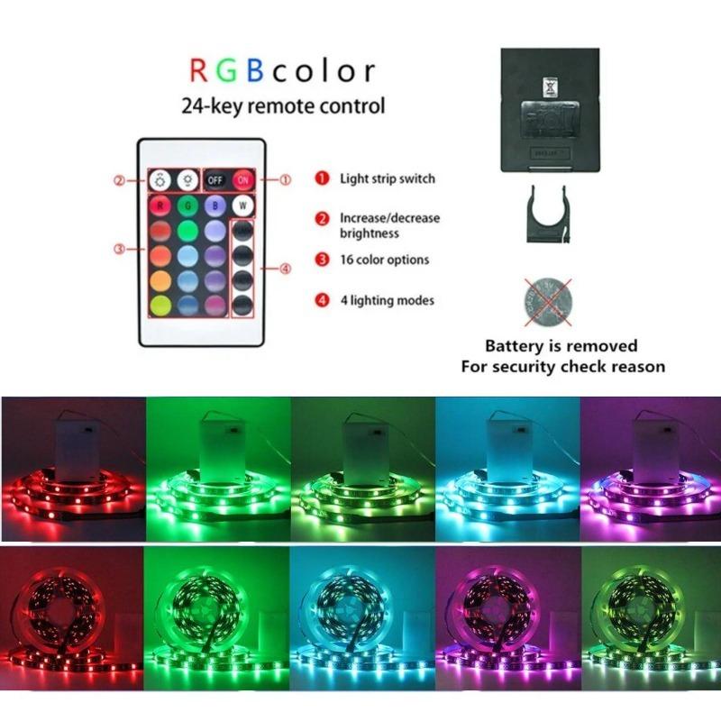 Светодиодная лента 5 В RGB 5050, работающая от 3 батареек AA, гибкая светодиодная лента с пультом дистанционного управления для подсветки телевизора, полок, шкафов